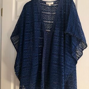 Francesca's Collections Deep Blue Lace Kimono